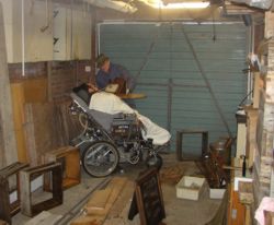 In the garage cleaning frames